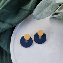Load image into Gallery viewer, Statement Studs in Navy and Mustard
