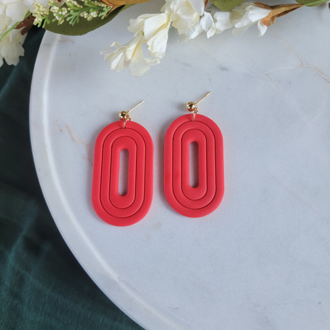 Ribbed Ovals in Bold Red