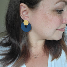 Load image into Gallery viewer, Statement Studs in Navy and Mustard
