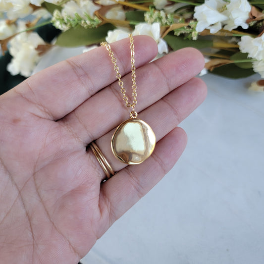 Wavy Gold Coin Necklace