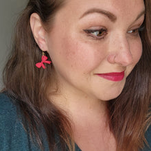 Load image into Gallery viewer, Red Bow Dangle Earrings
