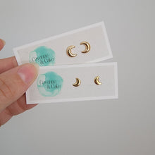 Load image into Gallery viewer, Mini Gold Moon Stud Earrings
