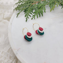 Load image into Gallery viewer, Midi Hoops in Red Green and White
