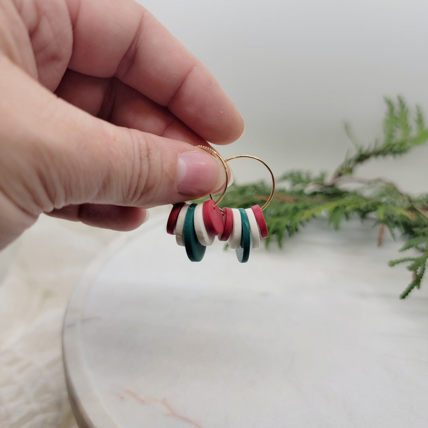 Midi Hoops in Red Green and White