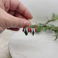 Load image into Gallery viewer, Midi Hoops in Red Green and White
