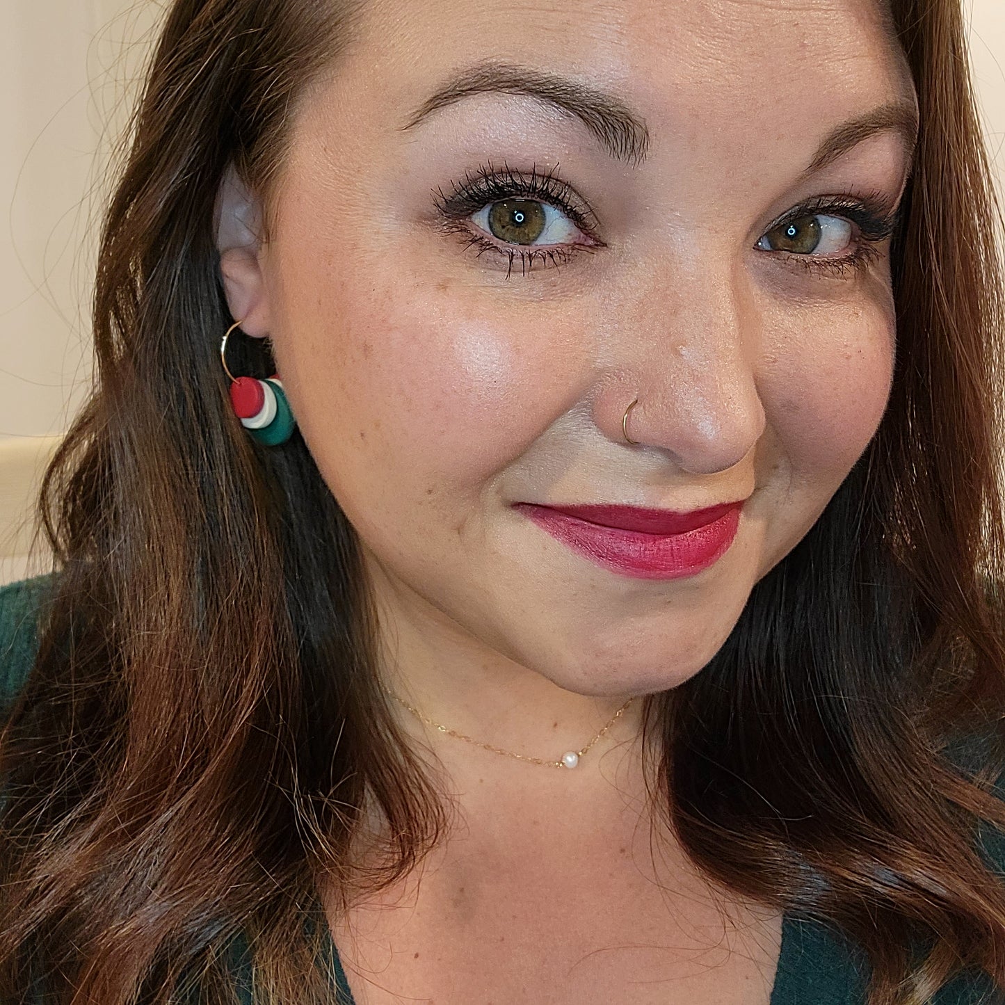 Midi Hoops in Red Green and White