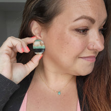 Load image into Gallery viewer, Stone Statement Studs in Green Oval
