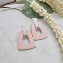 Load image into Gallery viewer, Buckle Statement Studs in Pink and Speckled White
