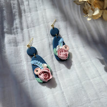 Load image into Gallery viewer, Blue Floral Earrings
