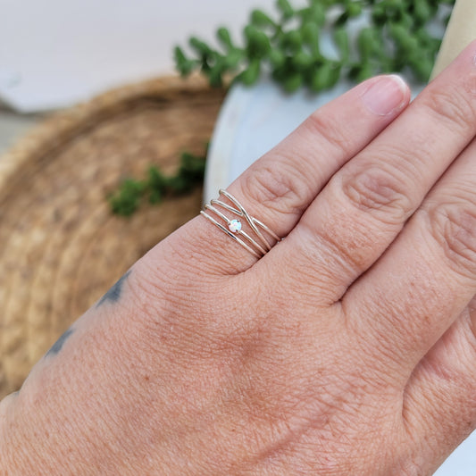 Opal Silver 3 Ring Stack