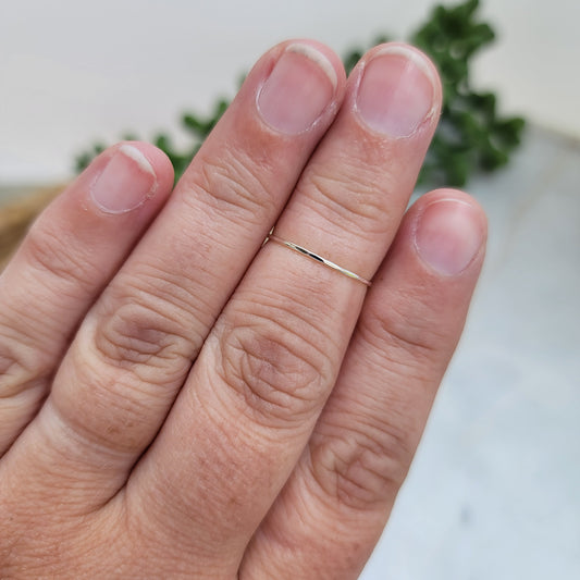 Thin Hammered Sterling Silver Ring