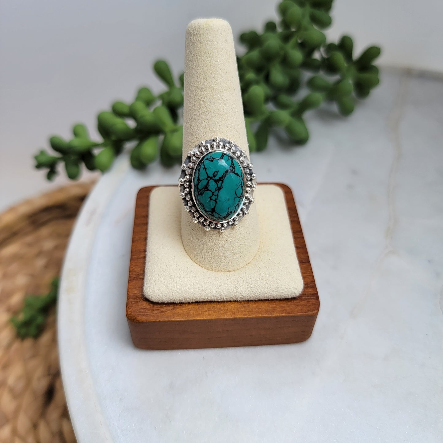 Sterling Silver Oval Turquoise Statement Ring
