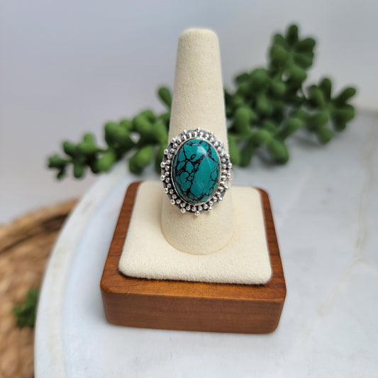 Sterling Silver Oval Turquoise Statement Ring