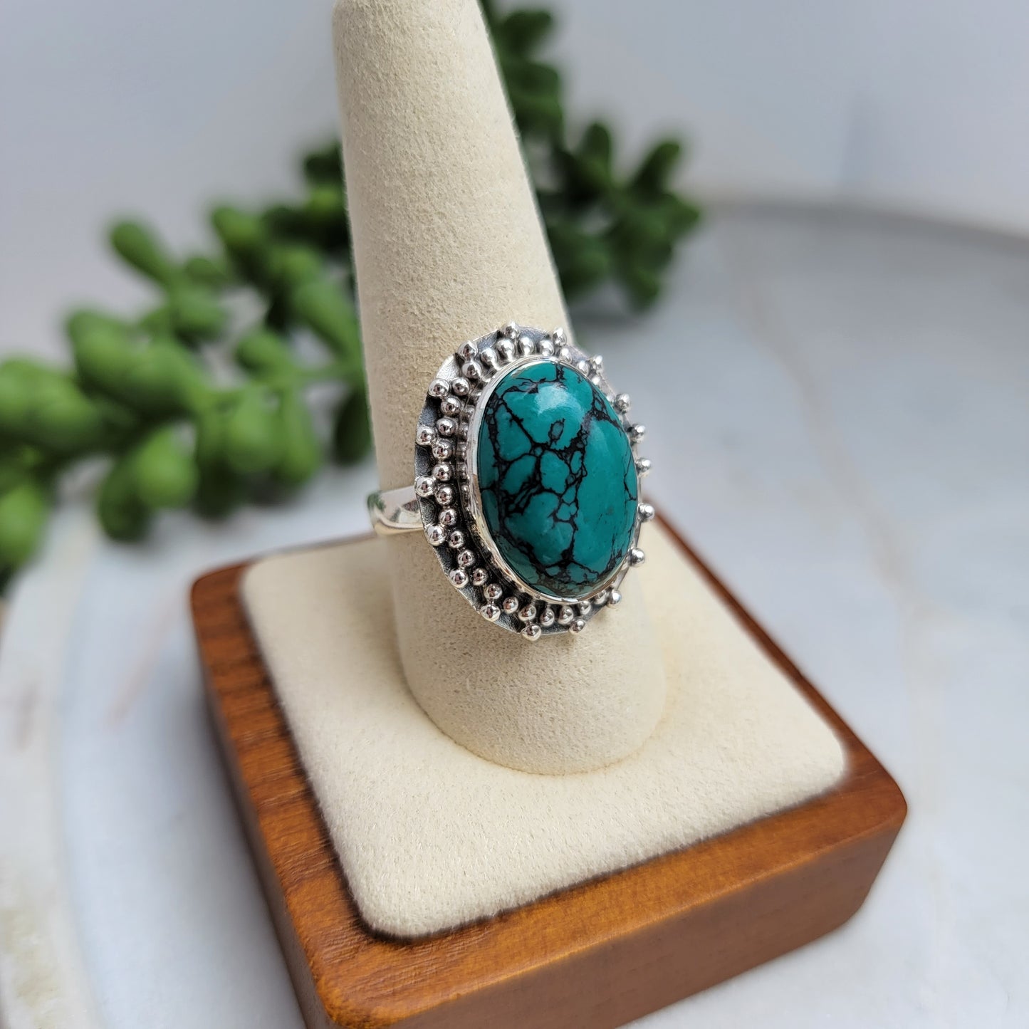 Sterling Silver Oval Turquoise Statement Ring