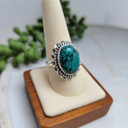 Sterling Silver Oval Turquoise Statement Ring