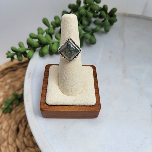 Sterling Silver Prehnite Ring