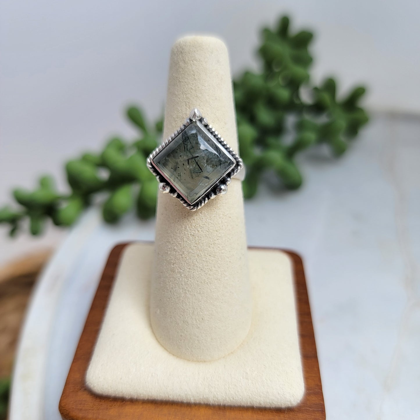 Sterling Silver Prehnite Ring