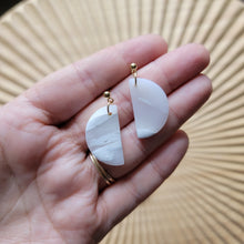 Load image into Gallery viewer, Half Moon Earrings in Icy Marble
