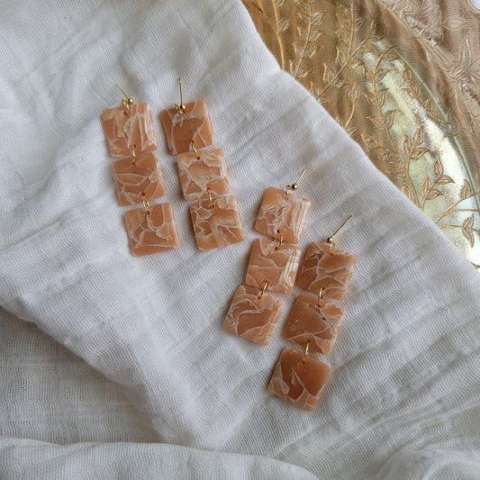 Stack Earrings in Neutral Marble