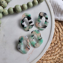 Load image into Gallery viewer, Statement Studs in Green Marble
