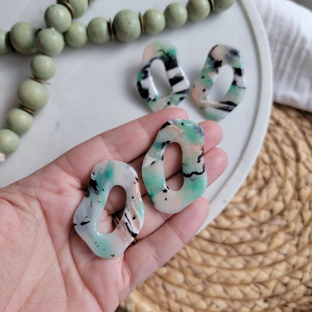 Statement Studs in Green Marble