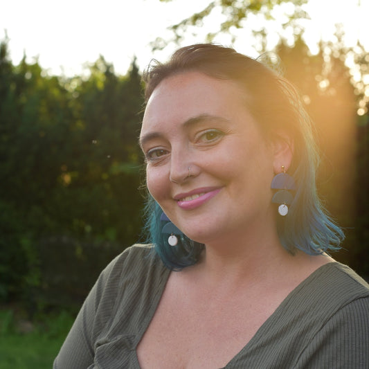 Sasha Earrings in Blue Color-block